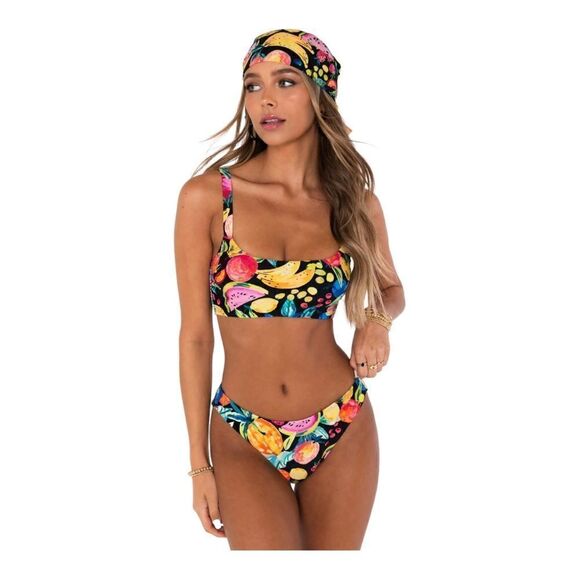 Show Me Your Mumu Black Fruity Print Monterey Swim Bikini Bottoms SZ S NWOT - Picture 1 of 9